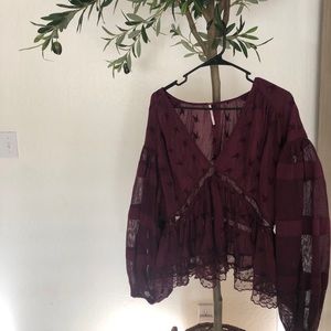 Free People Berry-colored Blouse